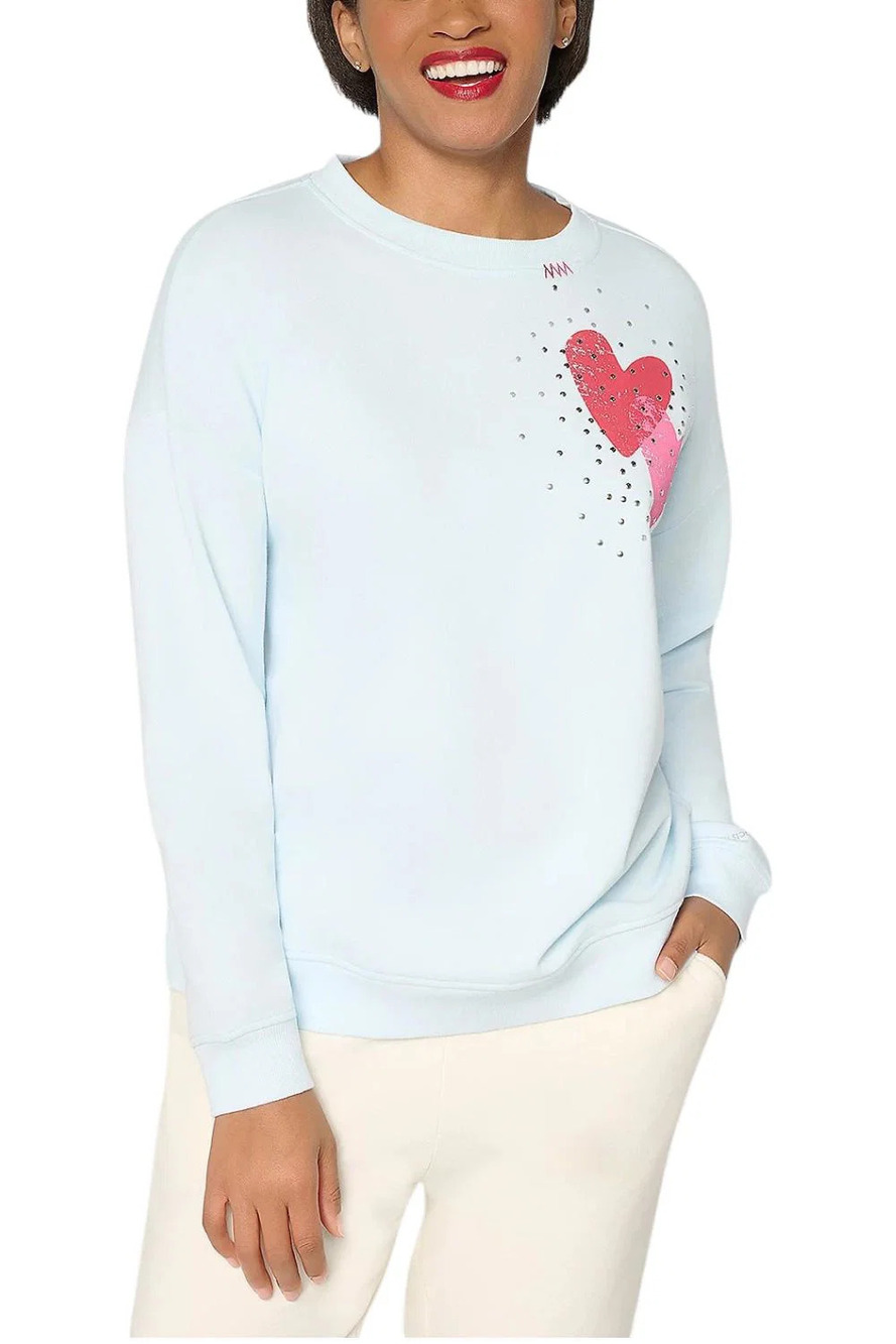 Ali and Mally Peace Love World Women`s Fleece Heart Pullover Frost - Regular